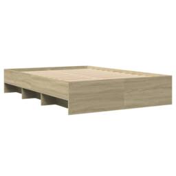 Berkfield Home Bed Frame Frame Sonoma Oak 135x190 cm Double Wood in Light Brown - thumbnail 7