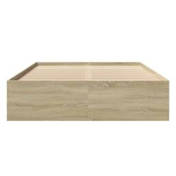 Berkfield Home Bed Frame Frame Sonoma Oak 135x190 cm Double Wood in Light Brown - thumbnail 5