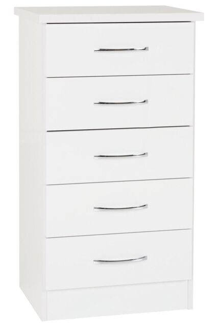 Seconique Nevada 5 Drawer Narrow Chest in White - image 1