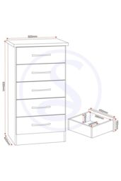 Seconique Nevada 5 Drawer Narrow Chest in White - thumbnail 6