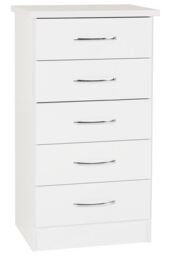 Seconique Nevada 5 Drawer Narrow Chest in White - thumbnail 1