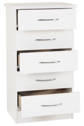 Seconique Nevada 5 Drawer Narrow Chest in White - thumbnail 3
