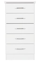 Seconique Nevada 5 Drawer Narrow Chest in White - thumbnail 2