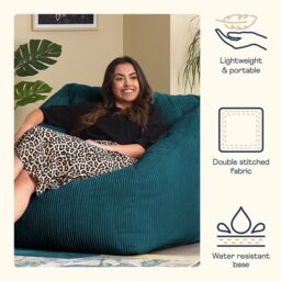 icon Natalia Jumbo Corduroy Bean Bag Armchair in Teal - thumbnail 4
