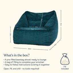 icon Natalia Jumbo Corduroy Bean Bag Armchair in Teal - thumbnail 6