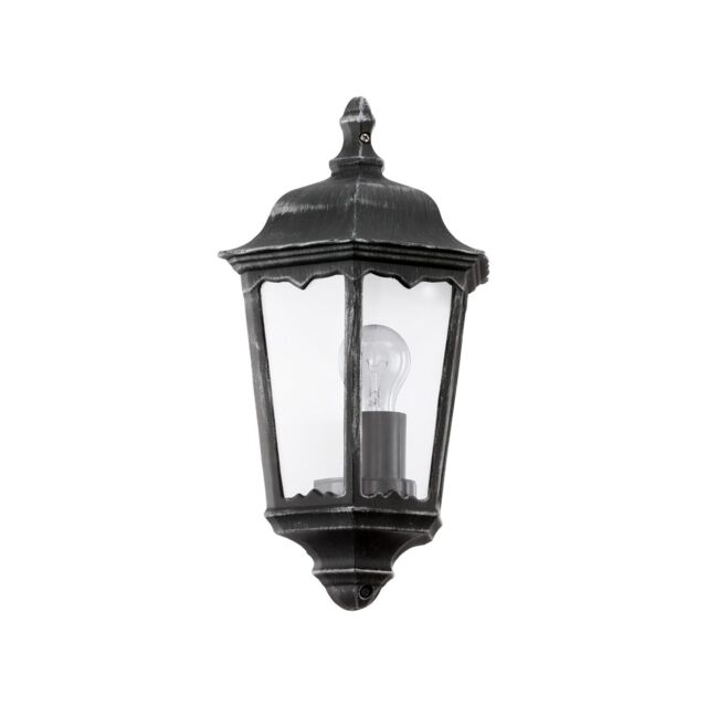 Loops IP44 Outdoor Wall Light Black & Silver Patina Clear Glass 1 x 60W E27 Bulb - image 1