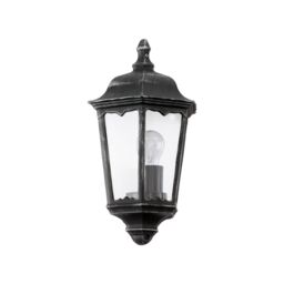 Loops IP44 Outdoor Wall Light Black & Silver Patina Clear Glass 1 x 60W E27 Bulb