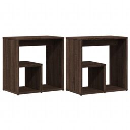 Berkfield Home Side Tables 2 pcs Brown Oak 50x30x50 cm Engineered Wood - Size: 50 x 30 x 50 cm - thumbnail 2