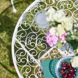 Dibor Vintage 3 Piece Cream Alfresco Garden Dining Table & Chair Folding Bistro Set - Size: Large - thumbnail 4