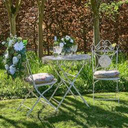 Dibor Vintage 3 Piece Cream Alfresco Garden Dining Table & Chair Folding Bistro Set - Size: Large - thumbnail 1