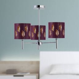 First Choice Lighting Set of 2 Brea - Chrome 3 Light Fittings with Burgundy Fern Shades in Silver - thumbnail 3