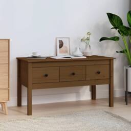 Berkfield Home Beautiful Coffee Table Honey Brown 102x49x55 cm Solid Wood Pine - Size: 102 x 49 x 55 cm - thumbnail 2