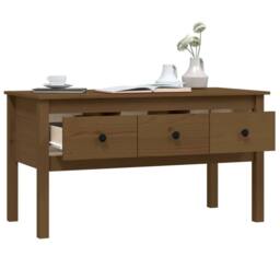 Berkfield Home Beautiful Coffee Table Honey Brown 102x49x55 cm Solid Wood Pine - Size: 102 x 49 x 55 cm - thumbnail 5