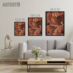 "Artery8 Acanthus Leaves Pattern Framed Canvas Wall Art Print William Morris in Brown - Size: W12"" x H16""" - thumbnail 4