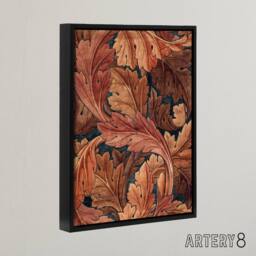 "Artery8 Acanthus Leaves Pattern Framed Canvas Wall Art Print William Morris in Brown - Size: W12"" x H16""" - thumbnail 2