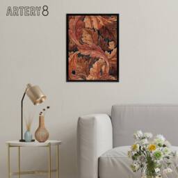 "Artery8 Acanthus Leaves Pattern Framed Canvas Wall Art Print William Morris in Brown - Size: W12"" x H16""" - thumbnail 3