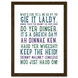 Artery8 Quote Scottish Sayings Phrases Scotland Typography Artwork Framed Wall Art Print A4 in Brown - thumbnail 1