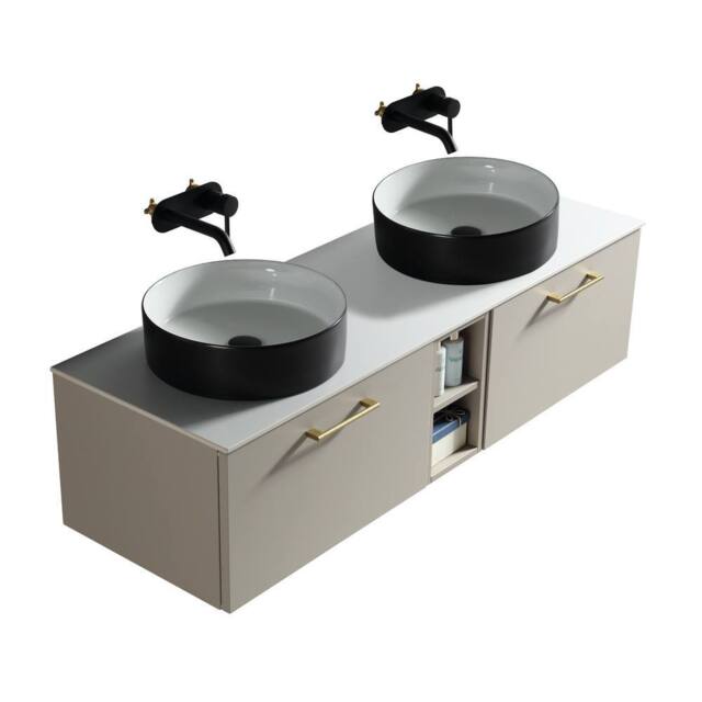 Bathroom Kingdom Piatta Soft Coffee Wall Hung Basin Vanity 1400mm in Taupe - image 1