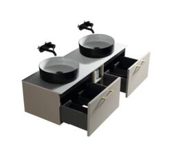Bathroom Kingdom Piatta Soft Coffee Wall Hung Basin Vanity 1400mm in Taupe - thumbnail 2