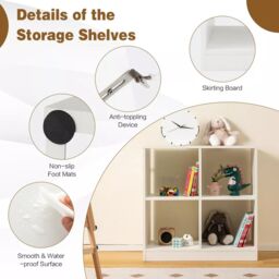 Costway 4-Cube Wooden Bookcase 2-tier Open Back Bookshelf Storage Organizer in White - thumbnail 4