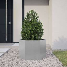 Berkfield Home Durable Garden Planter Hexagon 69x60x45 cm Galvanized Steel in Silver - Size: 69 x 60 x 45 cm - thumbnail 2