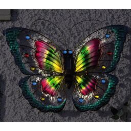mysmartbuy Butterfly Solar Light - 57 x 40cm Multicoloured Garden Wall or Fence Light - Outdoor Hanging Metal Decoration Ornament - Size: 57 x 40 cm - thumbnail 3