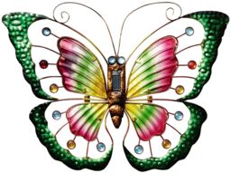 mysmartbuy Butterfly Solar Light - 57 x 40cm Multicoloured Garden Wall or Fence Light - Outdoor Hanging Metal Decoration Ornament - Size: 57 x 40 cm - thumbnail 2