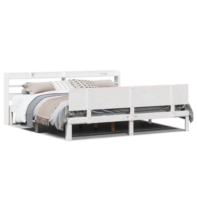 Berkfield Home Bed Frame with Headboard without Mattress White 180x200 cm Super King - image 1