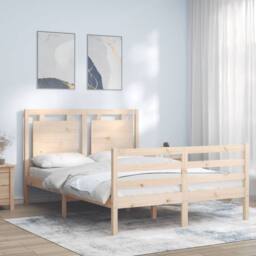 Berkfield Home Bed Frame with Headboard 120x200 cm Solid Wood in Light Oak - thumbnail 2