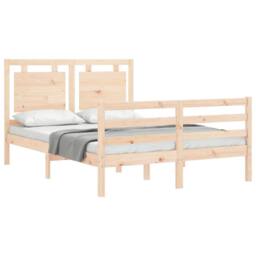 Berkfield Home Bed Frame with Headboard 120x200 cm Solid Wood in Light Oak - thumbnail 4