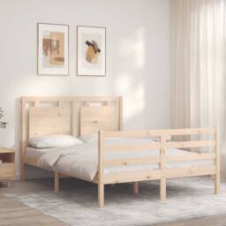 Berkfield Home Bed Frame with Headboard 120x200 cm Solid Wood in Light Oak - thumbnail 3