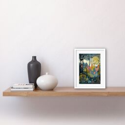 "Artery8 Wall Art Print Village Through Sherwood Forest Tree Landscape Artwork Framed 9X7 Inch in White - Size: W7"" x H9""" - thumbnail 2