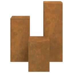 Berkfield Home Outdoor Plant Stands Pillar 3 pcs Weathering Steel in Black - thumbnail 9