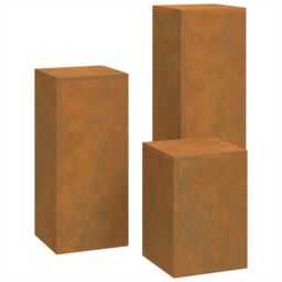 Berkfield Home Outdoor Plant Stands Pillar 3 pcs Weathering Steel in Black - thumbnail 8