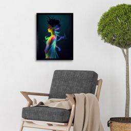 "Artery8 Wall Art Print Nature Fairy In Colourful Fluorescent Light Dress Art Framed in Black - Size: W12"" x H16""" - thumbnail 2