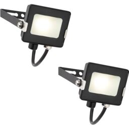 Loops 2 PACK Outdoor Waterproof LED Floodlight - 10W Cool White LED - Matt Black - thumbnail 1