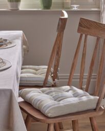 Dibor Set of 2 Striped Indoor Chair Seat Pads Furniture Cushions L40cm x W40cm in Beige - Size: 40 cm x 40 cm - thumbnail 1
