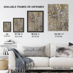 Artery8 Tableau No 2 Composition No VII Mondrian Framed Wall Art Print in Grey - Size: A4 - thumbnail 3