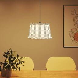 Berkfield Home Ceiling Lamp Shade White √ò45x28 cm Wicker - Size: 45x28 cm - thumbnail 3