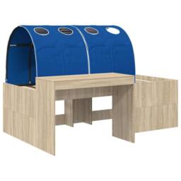 Berkfield Home Kids'High Bed Frame with Desk 3 pcs Sonoma Oak & Blue in Brown - thumbnail 3