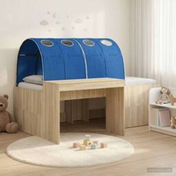 Berkfield Home Kids'High Bed Frame with Desk 3 pcs Sonoma Oak & Blue in Brown
