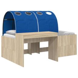 Berkfield Home Kids'High Bed Frame with Desk 3 pcs Sonoma Oak & Blue in Brown - thumbnail 2