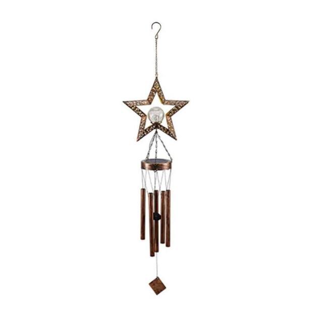 Obasyhig Solar Powered Hollow Wind Chime Decorative Star Light in Bronze - image 1