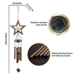 Obasyhig Solar Powered Hollow Wind Chime Decorative Star Light in Bronze - thumbnail 6