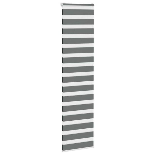Berkfield Home Elegant Zebra Blind Dark Grey 55x200 cm Fabric Width 50.9 cm Polyester - image 1