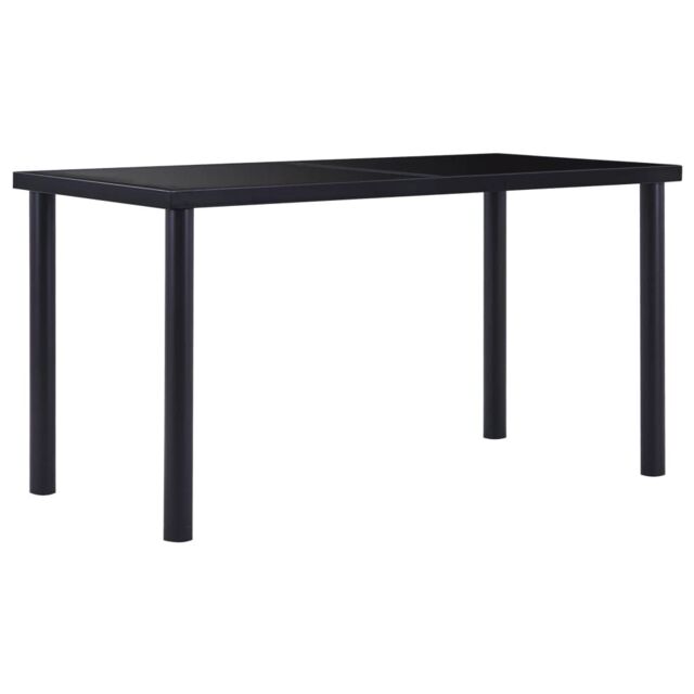 Berkfield Home Dining Table Black 140x70x75 cm Tempered Glass - Size: 140 x 70 x 75 cm - image 1