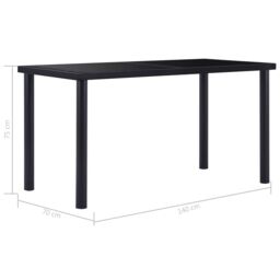 Berkfield Home Dining Table Black 140x70x75 cm Tempered Glass - Size: 140 x 70 x 75 cm - thumbnail 5