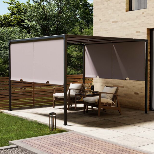 VonHaus 3x3m Sliding Roof Pergola in Dark Grey - image 1