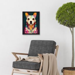 Artery8 Boho Chic Shaman Dog Mystical Painting Artwork Framed Wall Art Print A4 in Black - thumbnail 2