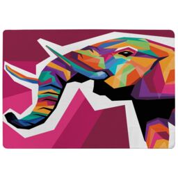Benjamin Tate Design Colorful Illustration Of Elephant Head In Wpap Style Designer Rug in Natural - Size: Large - thumbnail 1